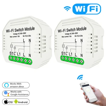 1/2gab Smart Switch 1/2 Veids, 100V〜240V WiFi Slēdzis Ar Sliežu Stiprinājuma Smart Life/Tuya PROGRAMMU Attālinātu Darbu Ar Alexa, Google Home