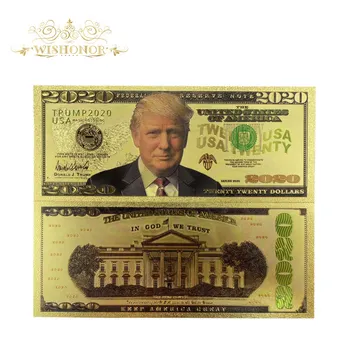 10Pcs/Daudz Krāsu ASV 2020. gadam Trumpis Banknošu Dolāru Rēķinus Bankas Piezīme 24K Zelta Pārklājumu Viltus Valūta Bezmaksas Piegāde