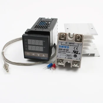 110V~240V Digitālo PID Temperatūras regulators REX-C100 REX C100 termostats + 40DA PSR Releja+ K Termopāri 1m Zondes RKC