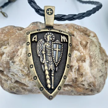 1gb Burts A Un M Saint St. Michael Archangel Pāri Vairoga Lūgšanu Medaļu Kulons Amuletu Kaklarota Talismans Rotaslietas