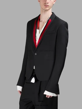 2017 Jaunā Vīriešu apģērbu modes Matu Stilists Catwalk Iela Mozaīka sarkana formālu kleita, Uzvalks PLUS LIELUMA Dziedātāja kostīmi