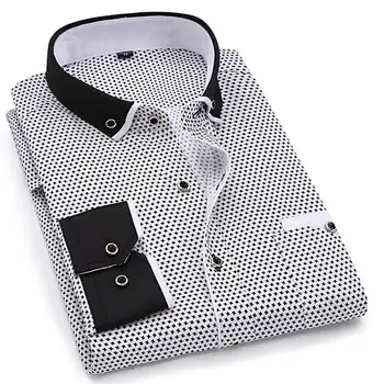 2019 Vīriešu Modes Gadījuma Long Piedurknēm Drukāts krekls Slim Fit Vīriešu Sociālās Uzņēmējdarbības Kleita Krekls Zīmolu Vīriešu Apģērbu Mīkstu Ērti