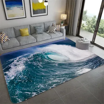 3D Jūras Viļņu Lielā Paklāja Dzīves Telpu Dekorēšana Mīksts pretslīdes Vannas istabas Paklāju Grīdas Paklājs Bērnu Istabas Paklājs Virtuves Paklāju Dīvānu, Paklāju