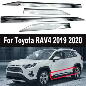 4gab/komplekts Auto Sānu Durvis Ķermeņa Molding ABS Chrome Vāka Apdare Sānu Sloksnēm Melns, Hroms Stils, lai par Toyota RAV4 2019 2020