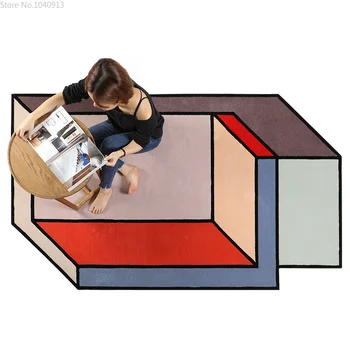 Akrila dzīvojamā istaba ģeometriskā paklāju alfombras para la sala moderna mākslīgās kažokādas paklājs Roku Šūtām dzīvojamās istabas paklāja