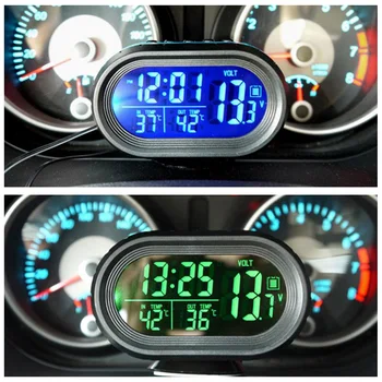 Auto pulkstenis skatīties auto elektronisko mometer gaismas pulkstenis auto elektronika aksesuāri 12v termometrs alarma auto