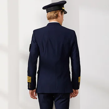 Aviācijas Īpašuma Apģērbi Lidojumu Apģērbu Gaisa Kapteinis Vienotu Cilvēks Pilots Aviolīniju Vienotu Profesionālās Tērpi Cepuri + Jaka + Bikses