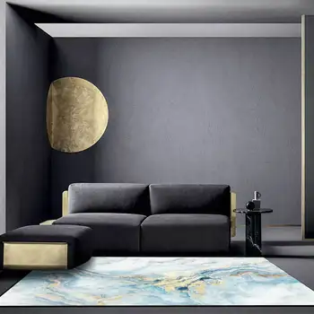Burbulis Skūpsts Ziemeļvalstīm Pielāgota Paklājus Dzīvojamā Istaba Abstract Blue Gold Marmora Zīmējumu, Zonas Paklāju Guļamistaba Dekori Grīdas Paklāji