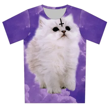 Bērni Jaunu 3D T-Krekls Kosmosa Galaxy Dzīvnieku Kaķis Nezāļu Zibens Drukāt Zēns Meitene Vasarā Valkāt t-veida Topi Gadījuma T Krekls 95cm-155cm