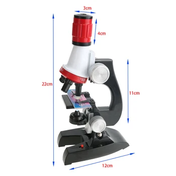 Bērniem Bērnu Izglītības Mikroskopu Komplekts Zinātne Lab Skolas LED Palielināmo 100-1200X Objektīvs Ar Pincetes