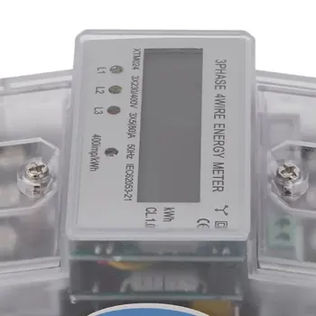 Ciparu LCD 3x20(80A) Energiemeter Elektronisko Skaitītāju Trīs Četras Fāzes Vads DIN-Sliede KWh Elektronisko Enerģijas Skaitītāju, Mērīšanas Instrumenti