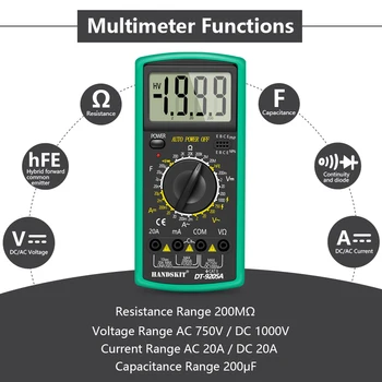 Ciparu Multimetrs Daudzfunkcionāls LCD AC DC AMP Automātiskā Multimetrs Ammeter Pretestība Kapacitāte Skaitītāju Remonta Rīku