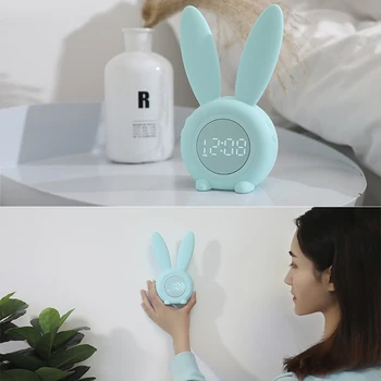 Cute Bunny Auss LED Digitālais Modinātājs Elektronisko USB Skaņas Kontroles Trušu Nakts Lampas Galda Pulkstenis Mājas Apdare