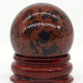 Dabas Red Sarkankoks Obsidian Akmens Bumbu Minerālu Kvarcu Jomā Roku Masāža ar Kristāla Bumbu Dziedināšanas Feng Shui Mājās Piederumu 30mm