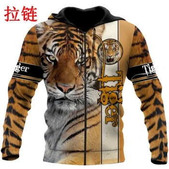 Dzīvnieku Skaistu Mīlestību Tiger 3D Visas Iespiests Unisex Deluxe pelēkā vārna Vīriešu sporta Krekls Zip Džemperis Ikdienas Jaka Treniņtērpi DW0288