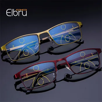 Elbru Anti Zila alumīnija Rāmis Lasīšanas Brilles Sievietēm un Vīriešiem Progresējoša Multifokāla Briļļu Dioptrijas +1.0+1.5+3.5