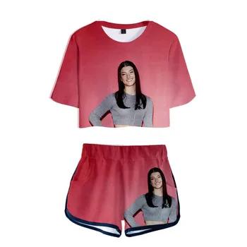 Hype Māja 3D Pop Bikses Un T-krekli Charli D'Amelio Sievietes Divas Gabals Komplekti Atdzist Drukāt Addison Rae Kultūraugu Top Apģērbs