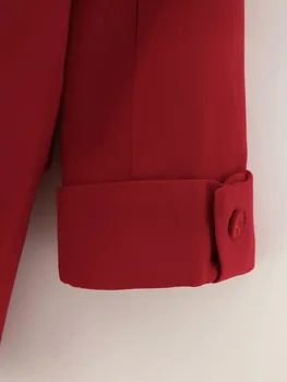 Ikdienas sieviešu uzvalks jaka garš rudens 2020. gadam vienkrāsainu vienu pogu, sarkana dāmas žakete Visu maču elegants mētelis augstas kvalitātes