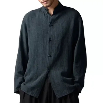 Ir 2021. Gadījuma Vīriešu Krekls Jaunu Chi Veļa Ķīniešu Stilā Tradicionālo Top Vintage Plus Lieluma Coat Stand Apkakli