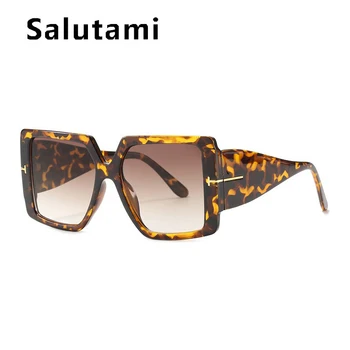 Ir 2021. Luksusa Zīmolu Leopard Slīpumu, Saulesbrilles Sieviešu Vintage Laukumā Lielgabarīta Vēstuli, Saules Brilles Sieviešu Plaša Kāju Brilles