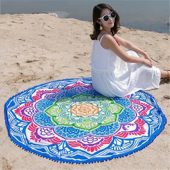Jauno modes Pušķis Indijas Mandala Gobelēns Lotus Iespiesti Bohēmijas Pludmales Dvieli Jogas Paklājiņš Saules apdegumiem, Apaļas Bikini Cover-Up Blanke