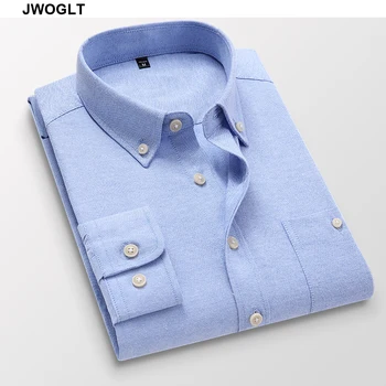 Jauno Modes Vīriešu garām Piedurknēm Oxford Krekls Priekšējā Kreisā Krūšu Kabata Slim Fit Pogu-Apkakle Sociālo Balta, Darba Krekli