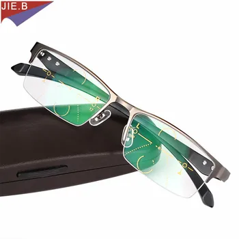 JIE.B Titāna sakausējuma Izlūkošanas Progresējoša Multifokāla Tirdzniecības Lasīšanas Brilles Bifocal vecuma tālredzība Brilles gafas de lectura