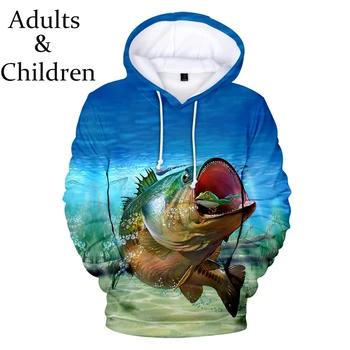 Karstā 3D zivju zēns meitene rudens ziemas džemperis zivju vīriešu un sieviešu modes pelēkā vārna bērnu modes kapuci sporta krekls
