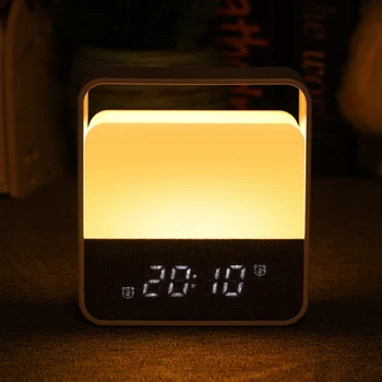 LED Nakts Gaisma Apdare, Galda Lampas Modinātājs 7 Krāsains Brīvdienu Radošās Dizaina Rechargable Spuldze Bērnu Guļamistaba Dimming