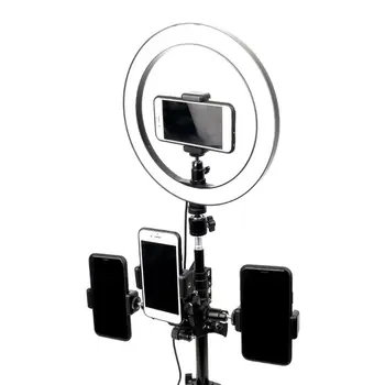 LED Selfie Gredzenu Lampa ar Statīvu Stāvēt un Mobilais Turētāju Komplekts Mobilo Telefonu Tiešraidi Aizpildīt Gaismas Leņķis