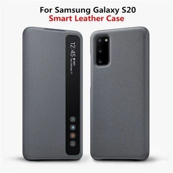 Loga Skats Skaidrs, Flip Cover For Samsung Galaxy S20 S20 Plus S20 Ultra 5G Nekustamā Smart Čipa Telefonu Gadījumos Smart Bezmaksas-Flip Wack Augšu