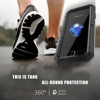 Luksusa Doom bruņas Netīrumiem Šoks Ūdensizturīgs, Metāla, Alumīnija tālrunis somas case For iphone 11 7 5S X 8 XS 6 6S Plus vāks+Rūdītais stikls