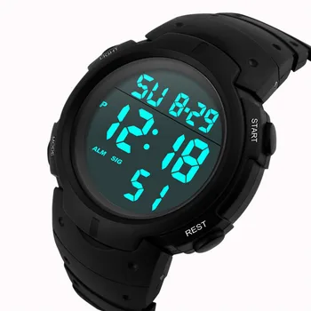 Luksusa vīriešu Modes Ūdensnecaurlaidīgs LCD Ciparu Hronometrs Gumijas Sporta Rokas ādas strapWatch reloj mujer A3