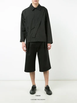 M - 6XL! Augstas kvalitātes zīmolu vīriešu apģērbi 2018 Yamamoto jauns backstrap vīriešu krekls izšūšanas personības vīriešu apģērbs