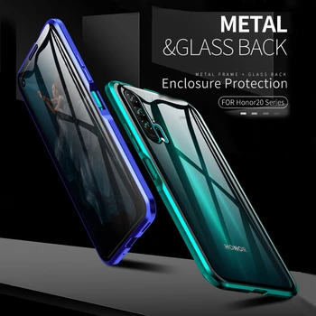 Metāla magnētiskās gadījumā Huawei honor x10 8x v9 30 20 10 Pro spēlēt Double-sided stikla Vāks huawei p40 p30 p20 mate 30 Nova 7 Lietā