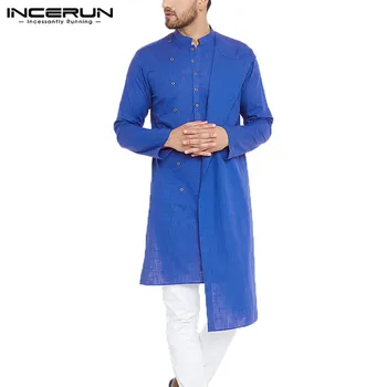 Modes 2021 Uzvalki, Vīriešu Krekli Ar Garām Piedurknēm Kleita Mandarīnu Apkakles Elegants Indijas Islāma Drēbes Apģērbu Chemise Puloveri
