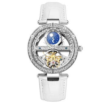 Multi-funkcionālo pilnībā automātiska sieviešu pulksteņu ražotāja tiešo pārdošanu elegants un moderns sieviešu pulkstenis