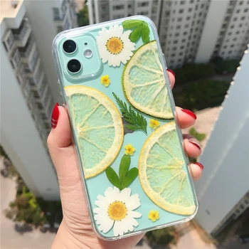 Nekustamā Citronu Triecienizturīgs Aizsardzības Gadījumā iPhone11 Pro Max XS XR Cute Vasaras Augļu Ziedu mobilā Tālruņa Aizmugurējo Vāciņu, lai Meitenes, Sievietes