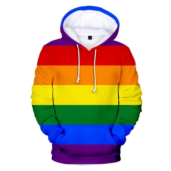 New Rainbow LGBT 3D Hoodies sporta Krekli Vīriešu/Sieviešu Tautas Gadījuma Harajuku pelēkā vārna 3D Drukas Varavīksnes LGBT sporta Krekls Puloveri