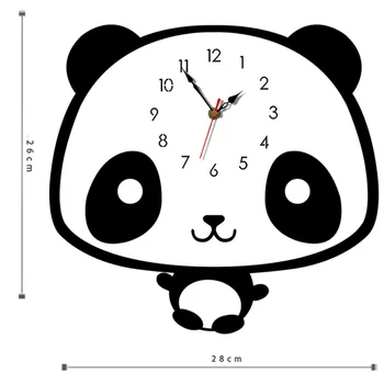 Nordic Style Panda Sienas Pulkstenis Klusums Koka Krāsains Modes Bezrāmju Smart Home Radošās Mākslas Pulkstenis Dzīvojamā Istabā