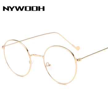 NYWOOH Apaļas Brilles Sievietēm Gatavo Tuvredzība Brilles Vīriešiem Ultravieglajiem Pārredzamu Optisko Briļļu Grādu -0.5 1.0 4.0