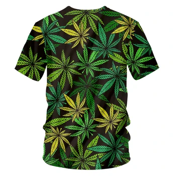 OGKB Maple Leaf V-veida kakla T Krekli Vīriešu T Vīrietis Zaļo Lapu 3D Drukas Streetwear Nezāļu Augu Apģērbu Plus Lieluma Apģērbu Harajuku