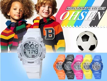OHSEN Zīmolu Modes LED Zēni, Bērnu rokas pulksteņi Signalizācijas Chrono Gumiju Digitālo Elektronisko Dzeltens, Ūdensizturīgs, Sports, Bērni, Skatīties,