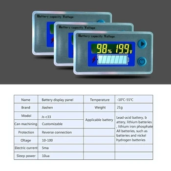 OOTDTY 10-100V Universālais Akumulatora Kapacitāte Voltmetrs Testera LCD Automobiļu Svina-skābes Indikators