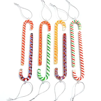 Piekārtiem ar rokām darinātas stikla candy niedru rotājumi krāsains gudrs spieķis kulons dāvanas bērniem Ziemassvētku eglīte dekori aksesuāri