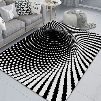 Redzes Ilūzija Paklāju 3D Paklāju Melnā un Baltā Paklāji Ģeometriskā Mākslas Paklāja Dzīvojamā Istaba Guļamistaba J99Store