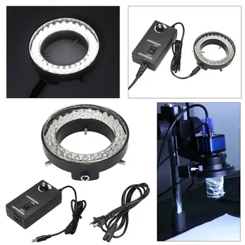 Regulējams 56 LED Ring Light Apgaismojums, Lampas Nozares Stereo Mikroskopa Kamera Lupa AC 90V-240V Strāvas Adapteris