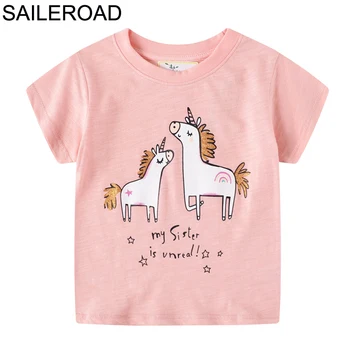SAILEROAD T-krekli Unicorn Paillettes Meiteņu Topi, T-Krekli 2020. Gada Vasaras Bērnu Krekli, Bērnu Kokvilnas Apģērbs Meitenēm