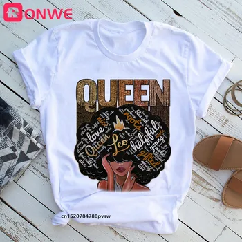 Sieviešu Melanīna Jaunava Melnā Karaliene Drukātu T-krekls Meitene Black Dzīvo Jautājumu Smieklīgi 90S Drukāt, Topi, t-veida,Piliens Kuģis