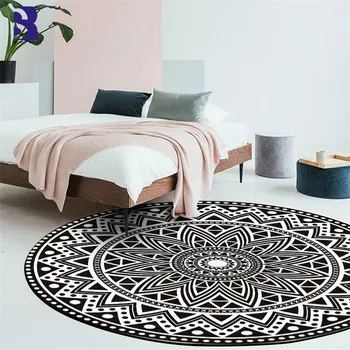 SunnyRain 1-gabals Fleece Black Mandala Apgabala Paklāju Guļamistabai Kārta Paklāji Dzīvojamās Istabas Kārta Paklāji
